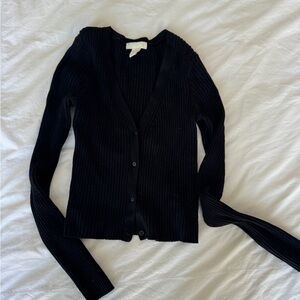 H and m Women's Black Cardigan crop Sweater